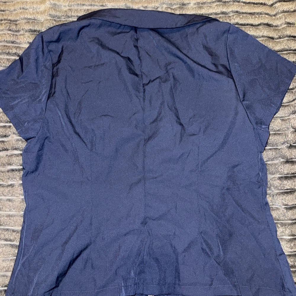 Women's SHEIN Curve Navy Short Sleeve Zip Front Button Down Shirt 2XL - Picture 3 of 3